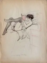 Un paysage libertin by Georges Conrad, Aquarelle et crayon de couleur titrée et non signée, sold Feb 2026