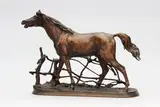 Le cheval à la barrière by Pierre-Jules Mêne, Epreuve en bronze, fonte d'édition à patine brune médaille, sold May 2015