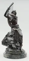 Tahoser, musicienne égyptienne assise sur une tête de sphinx by Georges Charles Coudray, Épreuve en bronze, fonte d'édition ancienne XIXe siècle à patine brune signée sur la terra, sold May 2014