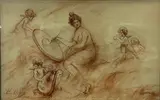 Femme dessinant accompagnée d'angelots by Charles Josuah Chaplin, Sanguine, sold May 2026
