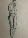 Etude d'un nu féminin debout et d'une tête by Simone Colombier, Sanguine sur papier, sold May 2026
