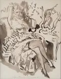 Femme en tenue de robe bustier by Louis Berthomme Saint-André, Aquarelle sur papier, sold May 2026