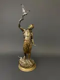 Grand fauconnier arabe à pied en costume traditionnel by Pierre-Jules Mêne, 1873, Épreuve en bronze à patine brune, sold May 2026