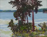 Pine Point, Lake of the Woods by Frank Hans Johnston, 1922, oil on canvas, sold Nov 2024