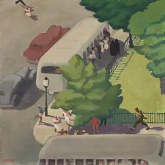 Busy Corner by Edwin Holgate, oil on board, sold Nov 2024