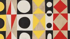 Theme Painting by B. C. Binning, 1953, oil on burlap, sold Nov 2024