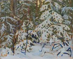 Winter Morning by Tom Thomson, 1915, oil on panel, sold Nov 2024