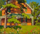 Red House, Barrie, Houses Group XXX by Lawren Harris, oil on board, sold May 2024
