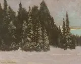 Clearing — After a Blizzard by Frank Hans Johnston, oil on board, sold Nov 2024