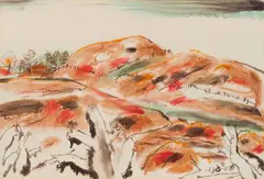 Stump Fence IV (Bare Hills & Stump Fence) by David Brown Milne, watercolour on paper, sold Nov 2024