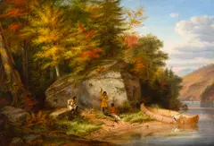 Camping at the Big Rock by Cornelius Krieghoff, 1862, oil on canvas, sold Nov 2024