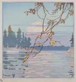 The Golden Hour by Walter J. Phillips, colour woodcut on paper, sold Nov 2024