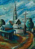 Quebec Village by Ethel Seath, oil on canvas, sold Nov 2024