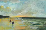 Beach at Sunset by Molly Joan Lamb Bobak, oil on canvas, sold Nov 2024