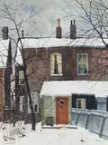 Backyard with Blue Fence by John Kasyn, watercolour on paper, sold Nov 2024