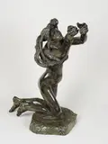 Le dieu envolé by Camille Claudel, bronze sculpture with brown and green patina, sold Oct 2024