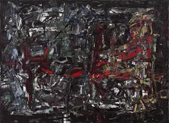 Rouge affleurant by Jean Paul Riopelle, oil on canvas, sold Sep 2024