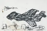 The Plane by John Scott, 1991, mixed media on paper, sold Sep 2024
