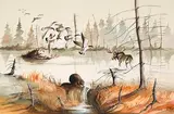 Laman Country by Eddy Cobiness, 1975, watercolour on paper, sold Aug 2024