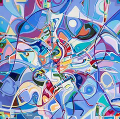 North Untouched by Alex Janvier, acrylic on board, sold Aug 2024