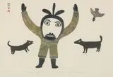 Shaman's Dance by Kingmeata Etidlooie, stonecut on paper, sold Aug 2024