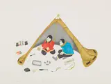 Living in a Tent by Elsie Klengenberg, stencil on paper, sold Aug 2024