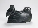Owl & Young by Joanassie Manning, stone sculpture with antler, sold Aug 2024