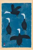 Blue Geese on Snow by Kellypalik Mungitok, skin stencil on paper, sold Aug 2024