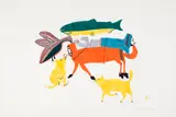 A Wild Life by Marion Tuu'Luuq, stonecut and stencil on paper, sold Aug 2024