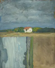 Zwei Landschaftsstudien“ (auf einer Leinwand) by August Deusser, Um 1900, Öl auf Leinwand, sold Nov 2017
