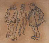 Im Gespräch by Heinrich Zille, Kohle auf dünnem Papier, sold Jun 2017