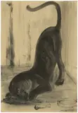 Fressender Panther (Leopard) by Josef Hegenbarth, Um 1954, Leimfarbe auf festem Papier, sold Nov 2018
