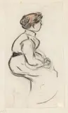 Sitzende mit Profil nach rechts by Heinrich Zille, Farbkreide und Kohle auf Papier, sold Dec 2017