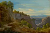Italienische Landschaft by Deutsch, um 1830 & 40, Öl auf Pappe, sold Oct 2018