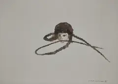 Aus: „Rituale by Cornelia Schleime, 1995, Tusche auf grauem Papier, sold Jan 2023