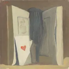 Stillleben mit Herz-As, Handschuh und Buch by Harald Metzkes, 1967, Öl auf Leinwand, mit Künstlerrahmen, sold Apr 2023