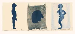 The Black Man, the Jew, and the Girl by Marlene Dumas, 1993, 3 Lithografien auf Karton, einzeln gedruckt, handgefärbt, gekratzt und gefalzt, sold Mar 2021