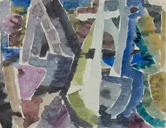 Boote by Eduard Bargheer, 1950, Aquarell auf Bütten, sold Jan 2021