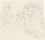Auf dem Weg zur Kirche by Heinrich Zille, Bleistift auf Papier, sold Aug 2021
