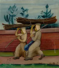 Holzträgerinnen by Ludwig Egidius Ronig, 1926, Öl auf Leinwand, sold Sep 2021
