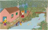 Beim Waschen am Fluss by Elisa Martins da Silveira, 1977, Öl auf Leinwand, sold Aug 2021