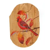 Cardinal on Fall Dogwood by Duane Raver Jr., Acrylic on wormy chestnut panel, sold May 2026