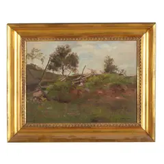 Landscape with Fence by John Robinson Tait, Oil on canvas (lined), sold May 2026