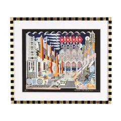 Changuitos de la Ciudad by Pedro Friedeberg, Print in colors in custom Pedro Friedeberg ebonized and gilt-decorated wood frame, sold May 2026
