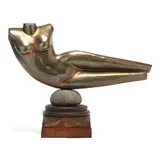 Urchin and the Curve by William Moore, Patinated bronze odalisque figure mounted to a bronze urchin form plinth, sold May 2026