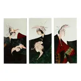 Large Triptych, Women with Crane Hats by Stephen White, Oil on panel, sold May 2026