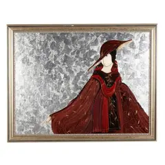 Lady with Hat by Stephen White, Oil and silver leaf on panel, sold May 2026