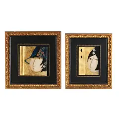 Two Paintings of Women by Stephen White, Oil and gold leaf on card, sold May 2026