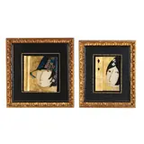 Two Paintings of Women by Stephen White, Oil and gold leaf on card, sold May 2026
