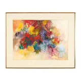 Abstract Composition by Johanna Haas, Acrylic and watercolor on paper, sold May 2026